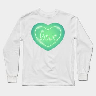 Love Neon Sign Green Long Sleeve T-Shirt